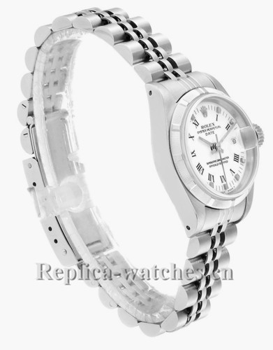 Replica Rolex Date 69190 Stainless steel oyster case 24mm White Dial  Ladies Watch
