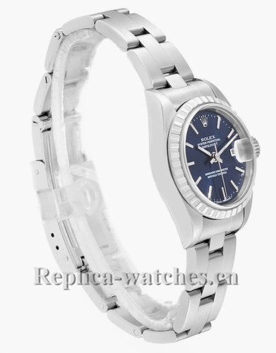 Replica Rolex Date 69240 Blue Dial Oyster Bracelet Steel 26mm Ladies Watch