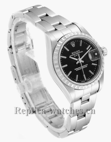 Replica Rolex Date 79240 Stainless steel oyster case 26mm Black Dial Ladies Watch