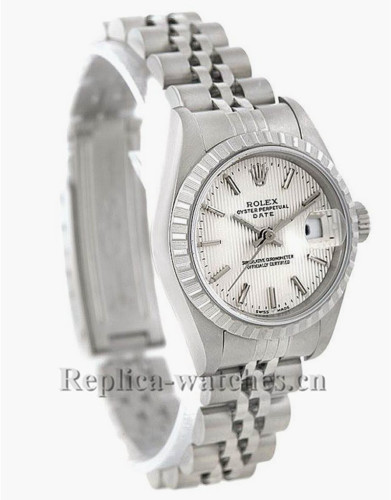 Replica Rolex Date 79240 silver dial steel oyster bracelet 26mm Ladies Watch