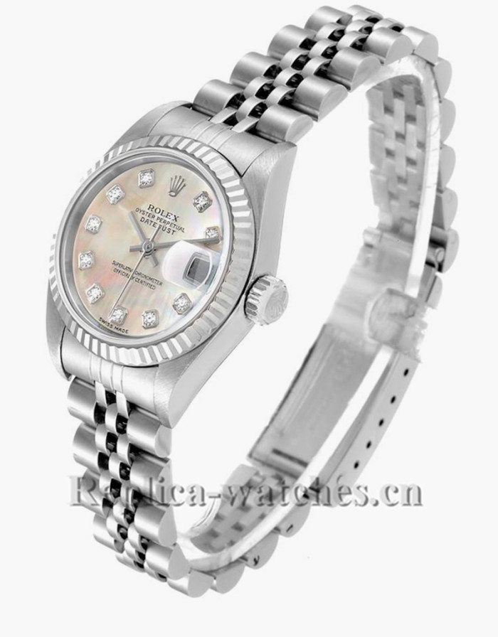 Replica Rolex Datejust 79174 Stainless steel oyster case 26mm Mother of pearl Diamond Ladies Watch