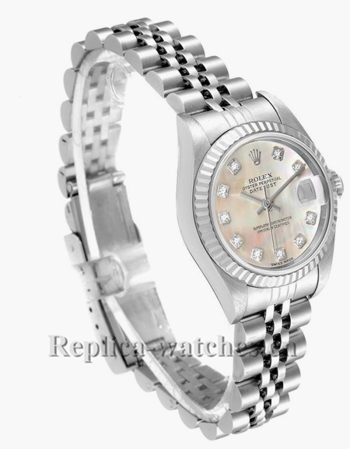 Replica Rolex Datejust 79174 Stainless steel oyster case 26mm Mother of pearl Diamond Ladies Watch