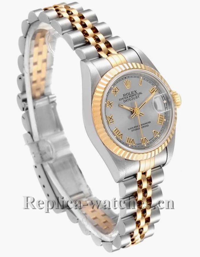 Replica Rolex Datejust 69173 Stainless steel oyster case 26mm Grey Dial Ladies Watch