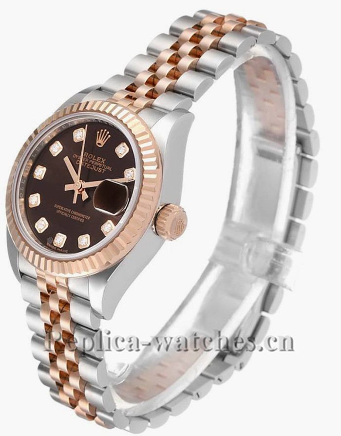 Replica Rolex Datejust 279171 Stainless steel oyster case 28mm Chocolate Diamond Dial Watch