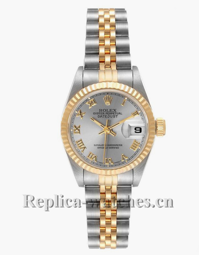 Replica Rolex Datejust 69173 Stainless steel oyster case 26mm Grey Dial Ladies Watch