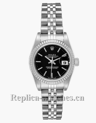 Replica Rolex Datejust 79174 Stainless steel oyster case 26mm Black Dial Ladies Watch