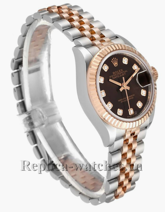 Replica Rolex Datejust 279171 Stainless steel oyster case 28mm Chocolate Diamond Dial Watch
