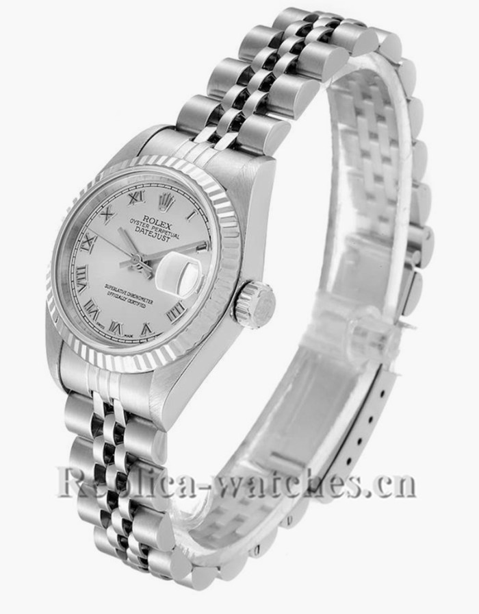 Replica Rolex Datejust 69174 Stainless steel oyster case 26mm Silver Roman Dial Ladies Watch