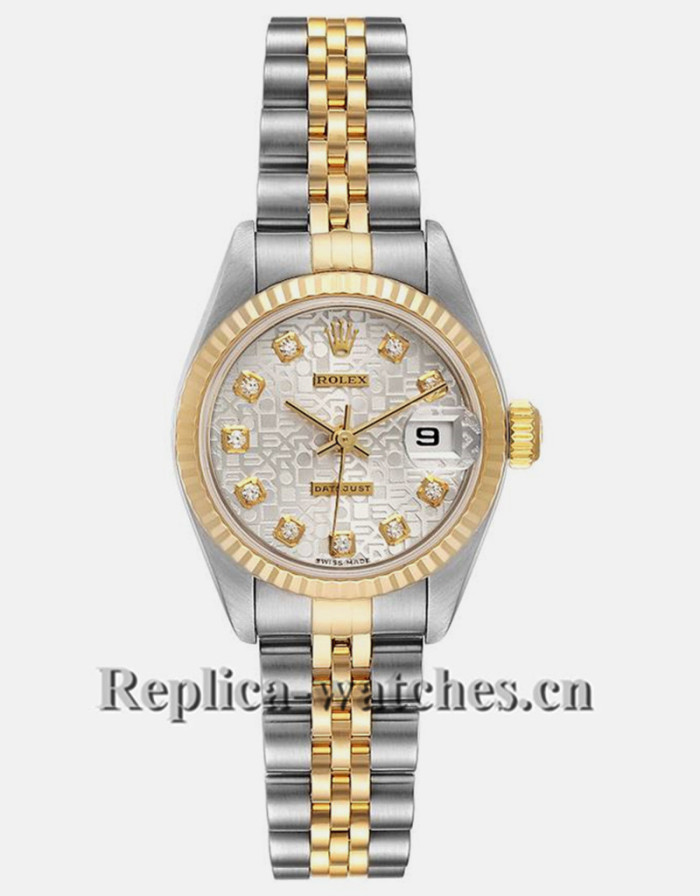 Replica Rolex Datejust 79173 Stainless steel oyster case 26mm Silver Diamond Dial Ladies Watch