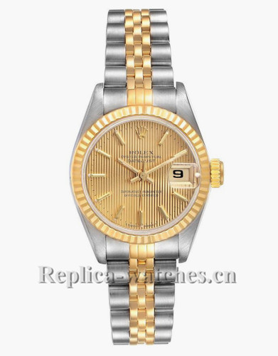 Replica Rolex Datejust 69173 Stainless steel 26mm Champagne Dial Ladies Watch