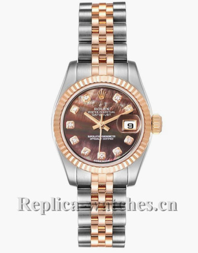 Replica Rolex Datejust 179171 Stainless steel 26mm Diamond Black Dial Ladies Watch