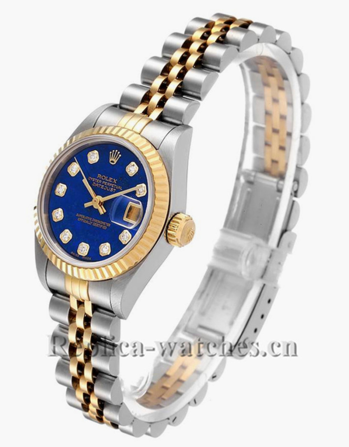 Replica Rolex Datejust 69173 Stainless steel oyster case 26mm Blue Diamond Dial Watch