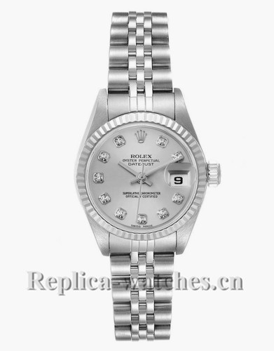 Replica Rolex Datejust 79174 Stainless steel oyster case 26mm Silver Diamond Dial Ladies Watch