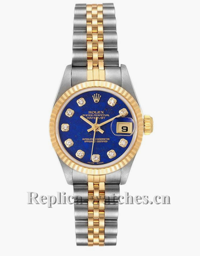 Replica Rolex Datejust 69173 Stainless steel oyster case 26mm Blue Diamond Dial Watch