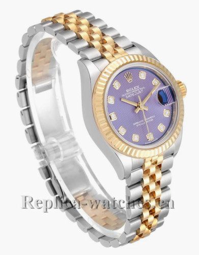 Replica Rolex Datejust  279173 Stainless steel oyster case 28mm Lilac Diamond dial Ladies Watch