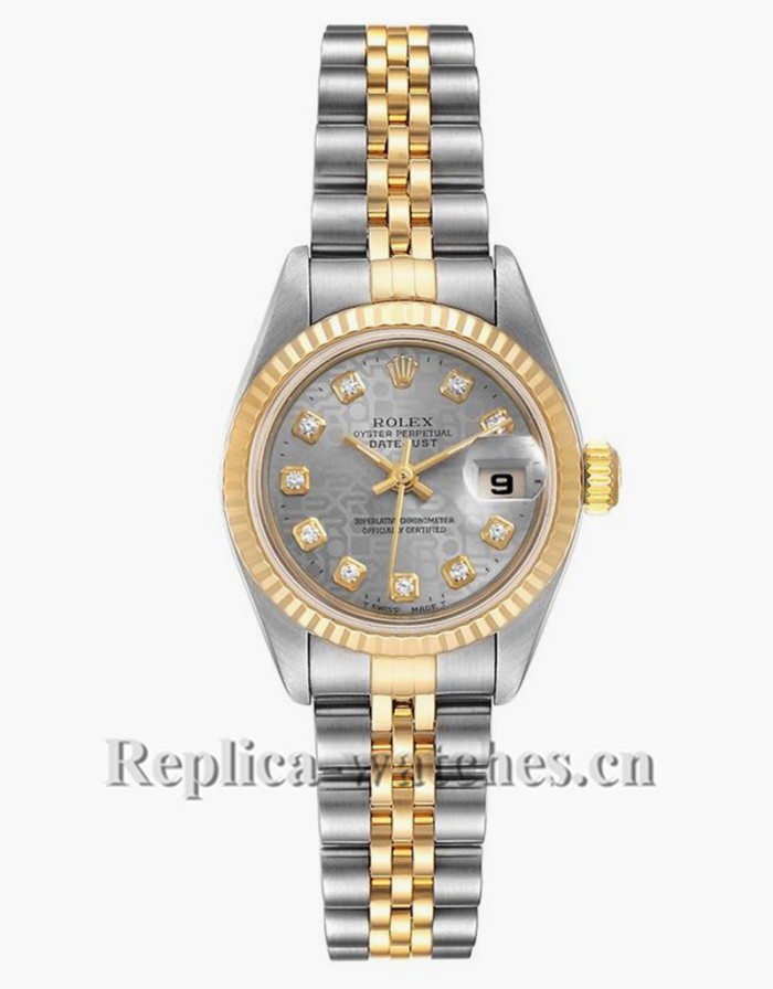 Replica Rolex Datejust 79173 Stainless steel oyster case 26mm Gray Diamond Dial Ladies Watch