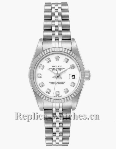 Replica Rolex Datejust 79174 Stainless steel oyster case 26mm White Diamond Dial Ladies Watch