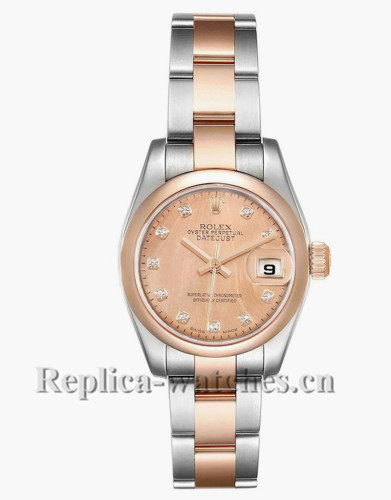 Replica Rolex Datejust 179161 Stainless steel oyster case 26mm Rose Diamond Ladies Watch