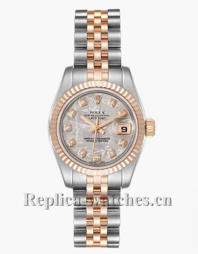 Replica Rolex Datejust 179171 Stainless steel oyster case 26mm Meteorite dial Diamond Ladies Watch