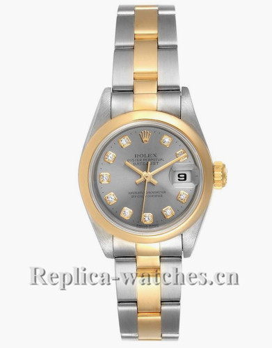 Replica Rolex Datejust 69163 Stainless steel oyster case 26mm Slate dial Diamond Ladies Watch