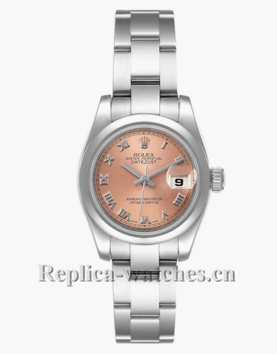 Replica Rolex Datejust 179160  Stainless steel oyster case 26mm Salmon Roman Dial Ladies Watch