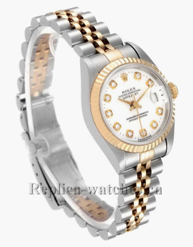 Replica Rolex Datejust 69173 Stainless steel oyster case 26mm White Diamond Dial Watch