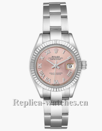 Replica Rolex Datejust 279174 Stainless steel oyster case 28mm Pink Dial Ladies Watch