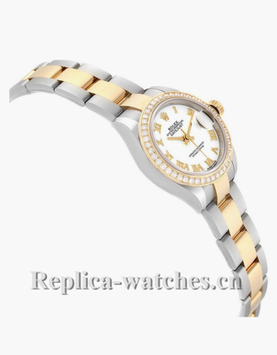 Replica Rolex Datejust 279383 Stainless steel oyster case 28mm White Diamond Ladies Watch