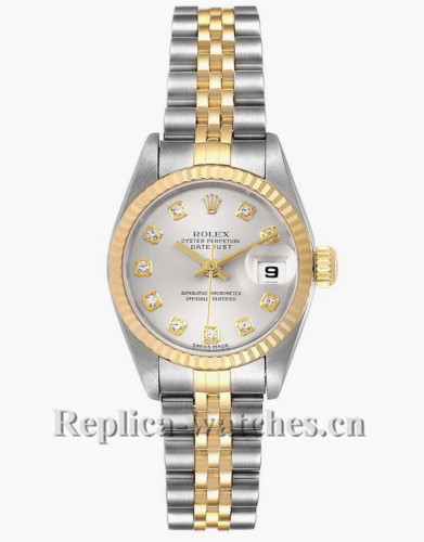 Replica Rolex Datejust  79173 Stainless steel oyster case 26mm Silver Diamond Dial Watch