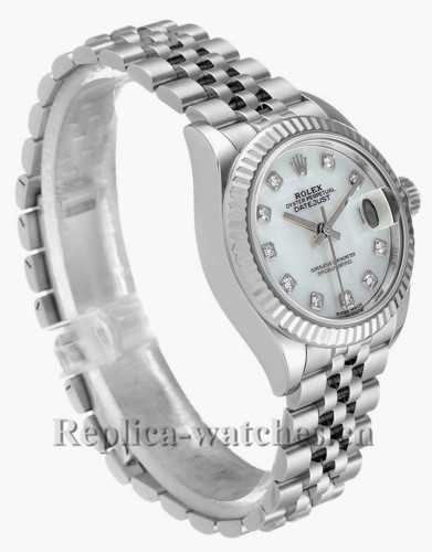Replica Rolex Datejust 279174 Stainless steel oyster case 28mm MOP Diamond Ladies Watch