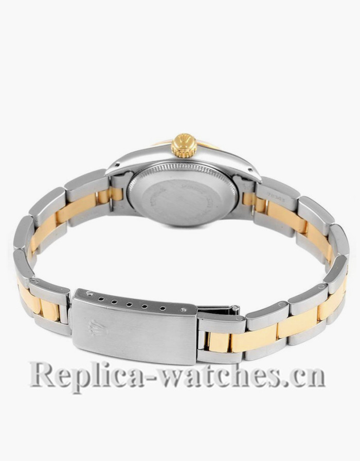 Replica Rolex Oyster Perpetual 67243 Stainless steel oyster case 24mm Champagne dial Ladies Watch