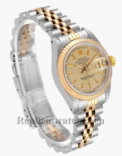 Replica Rolex Datejust 69173 Houndstooth Dial Stainless steel oyster case 26mm Ladies Watch