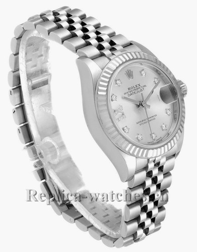 Replica Rolex Datejust 279174  Stainless steel oyster case 28mm Silver Diamond Dial Ladies Watch