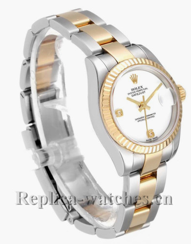 Replica Rolex Datejust 179173 Stainless steel oyster case 26mm White Onyx Diamond Dial Ladies Watch