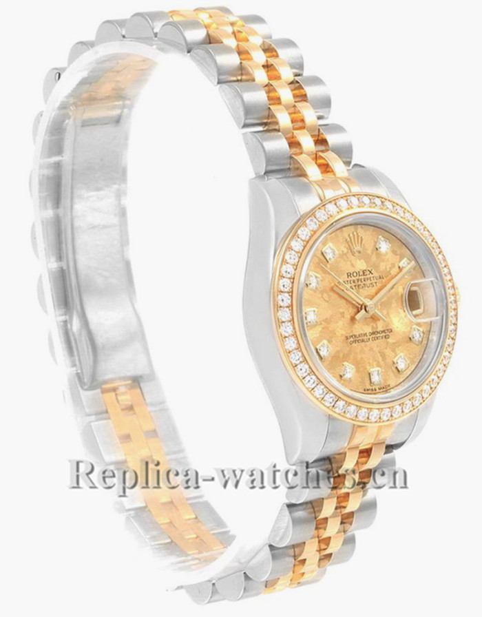 Replica Rolex Datejust 179383 Stainless steel oyster case 26mm Yellow Crystals dial Diamond Ladies Watch