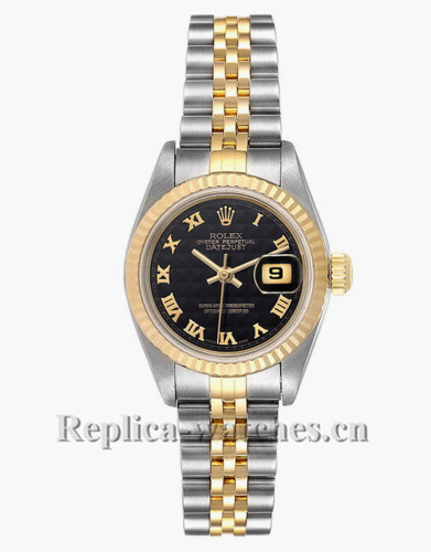 Replica Rolex Datejust 79173 Stainless steel oyster case 26mm Black Dial Ladies Watch