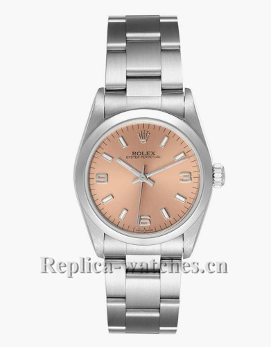 Replica Rolex Datejust Midsize 77080 Stainless steel oyster case 31mm Salmon Dial Ladies Watch