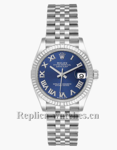 Replica Rolex Datejust Midsize 278274 Stainless steel oyster case 31mm Blue dual Ladies Diamond Watch