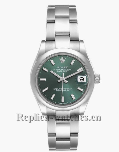 Replica Rolex Datejust Midsize 278240 Stainless steel oyster case 31mm Green Dial Ladies Watch