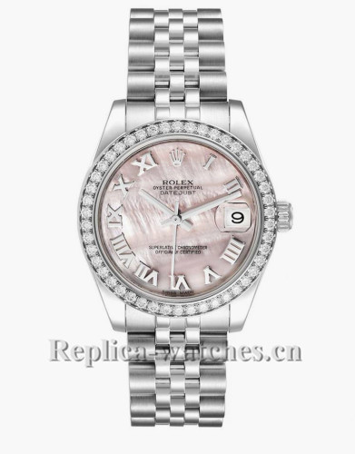 Replica Rolex Datejust Midsize 178384 Stainless steel oyster case 31mm MOP dial Ladies Watch