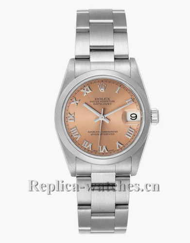 Replica  Rolex Datejust 78240 Stainless steel oyster case 31mm Salmon Dial Ladies Watch