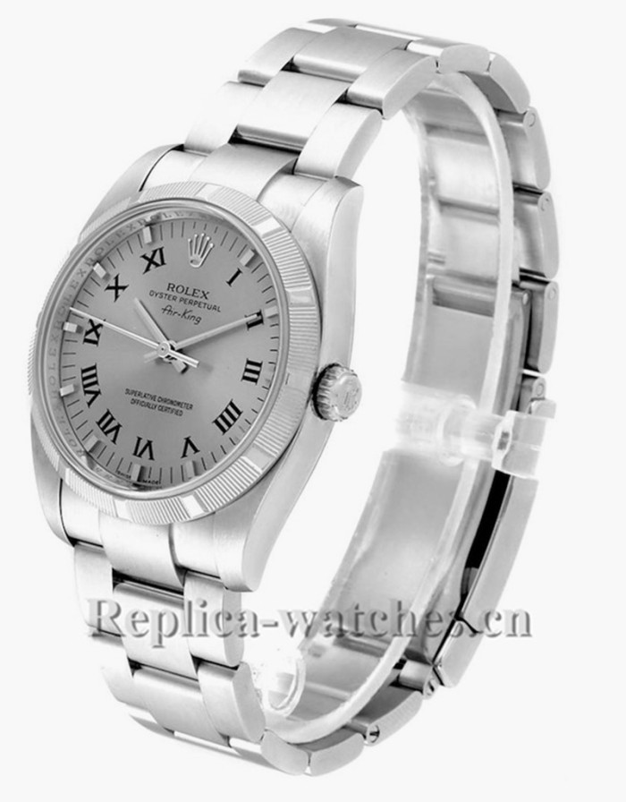 Replica Rolex Oyster Perpetual Air King 114210 Stainless steel case 34mm Rhodium Dial Mens Watch