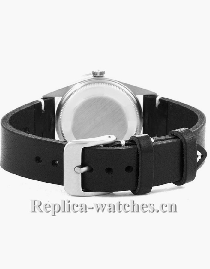 Replica Rolex Air King 14010 Black Dial 34mm Leather Strap Steeel Mens Watch
