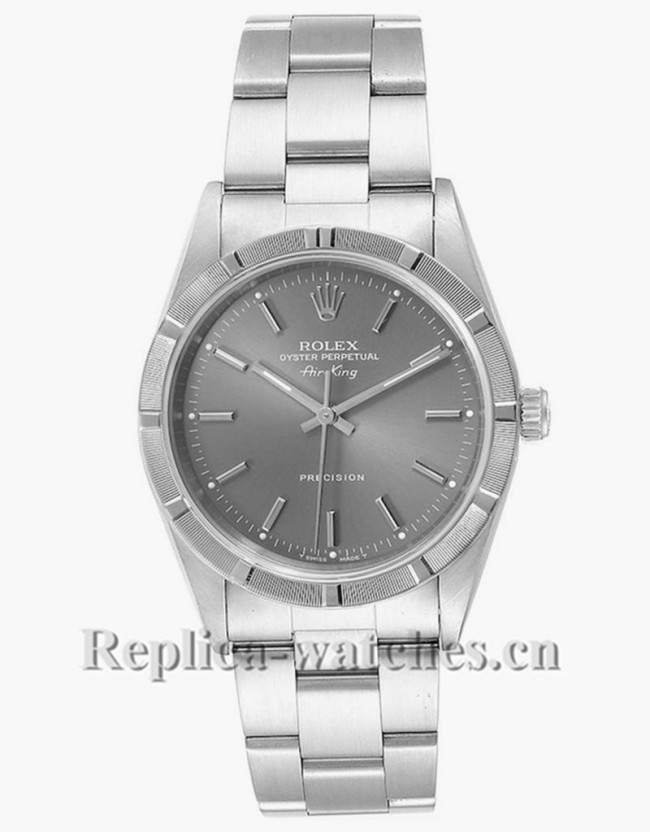 Replica Rolex Air King 14010 Stainless steel case 34mm Grey Dial Oyster Bracelet Steeel Mens Watch