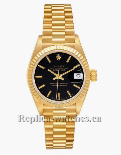 Replica Rolex President Datejust 69178 oyster case 26mm Black Dial Ladies Watch