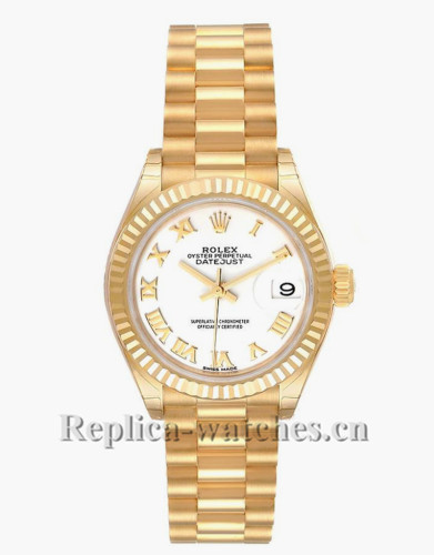 Replica Rolex President Datejust 279178  oyster case 28mm White Roman Dial Ladies Watch