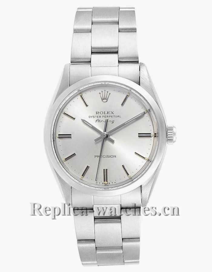 Replica Rolex Air King 5500 Vintage Stainless Steel 34mm Silver Dial Mens Watch