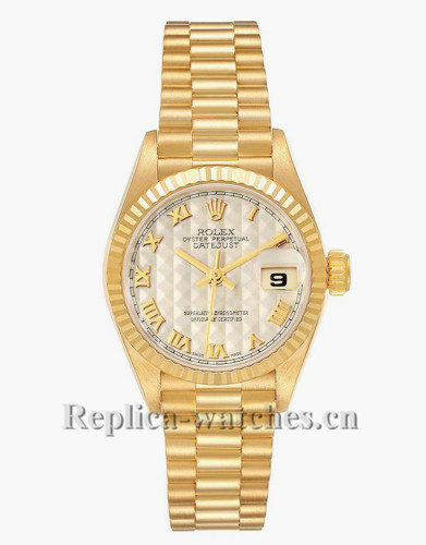 Replica Rolex President Datejust 69178 oyster case 26mm Ivory Pyramid Ladies Watch
