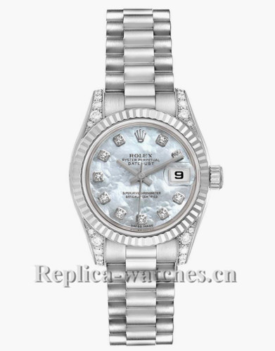 Replica Rolex President Crown Collection 179239 oyster case 26mm MOP Diamond dial Ladies Watch