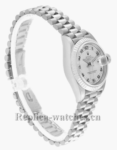 Replica Rolex President 69179 oyster case 26mm silver Myriad Diamond Dial Ladies Watch